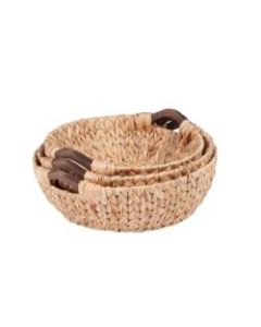 Honey-Can-Do Water Hyacinth Baskets, Round, Natural/Brown, Pack Of 3