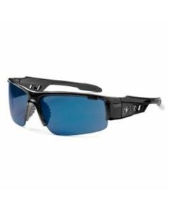 Ergodyne Skullerz Safety Glasses, Dagr, Black Frame, Blue Mirror Lens