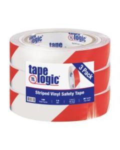 BOX Packaging Striped Vinyl Tape, 3in Core, 1in x 36 Yd., Red/White, Case Of 3