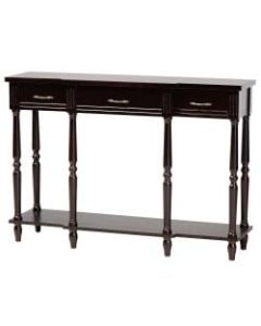 Baxton Studio Classic And Traditional French Provincial 3-Drawer Console Table, 33-15/16inH x 48inW x 13inD, Dark Brown