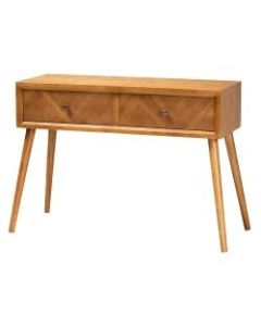 Baxton Studio Mid-Century Modern 2-Drawer Console Table, 31-1/2inH x 43-5/16inW x 16-1/16inD, Natural Brown