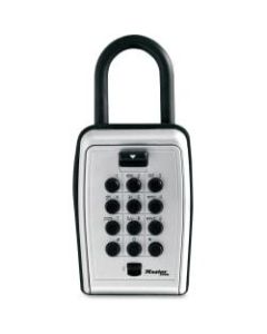 Master Lock Portable Key Safe - Push Button Lock - Weather Resistant, Scratch Resistant - for Door - Overall Size 7.2in x 5.3in x 2.2in - Black, Silver - Metal, Vinyl