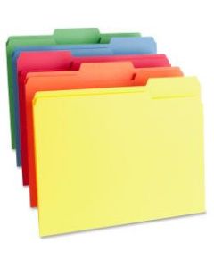 Business Source 1/3 Tab Cut Letter Recycled Top Tab File Folder - 8 1/2in x 11in - Top Tab Location - Assorted Position Tab Position - Assorted - 10% - 100 / Box