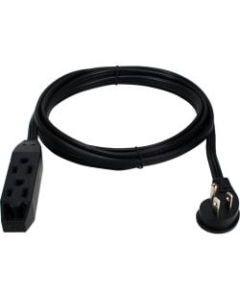 QVS 3-Outlet 3-Prong 10ft Right-Angle Flat Power Extension Cord - For Computer, Electronic Equipment - 125 V AC / 13 A - Black - 10 ft Cord Length - 1