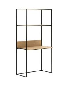 Allermuir Crate 71inH Compact Desk With Upstand And Shelves, Oak/Black