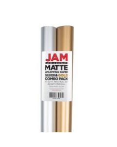 JAM Paper Wrapping Paper, Matte, 25 Sq Ft, Gold & Silver
