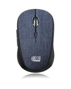 Adesso iMouse S80L - Wireless Fabric Optical Mini Mouse (Blue) - Optical - Wireless - Radio Frequency - 2.40 GHz - No - Blue - USB - 1600 dpi - Scroll Wheel - 6 Button(s) - Symmetrical