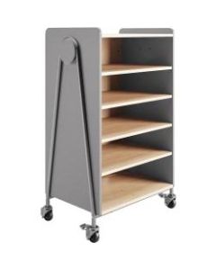 Safco Whiffle Double-Column 4-Shelf Rolling Storage Cart, 48inH x 30inW x 19-3/4inD, Gray