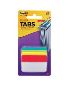 Post-it Notes Durable Angled Hanging File Folder Tabs, 2in, Assorted Colors, Pack Of 24 Tabs
