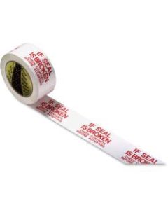 Scotch Preprinted Message Seal Broken Tape - 109.36 yd Length x 1.88in Width - 1.9in Thickness - 4.48in Dia - 3in Core - Polypropylene Film Backing - 36 / Carton - White
