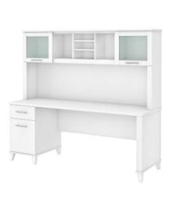 Bush Furniture Somerset Office Desk With Hutch, 72inW, White, Standard Delivery