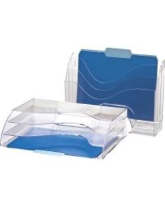 OIC Clear Wave 2-way Desktop Organizer - 3 Compartment(s) - 3 Tier(s) - 11.3in Height x 13in Width x 3.6in Depth - Desktop - Clear - Plastic - 1 Each