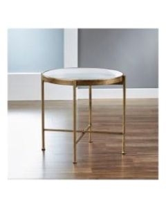 FirsTime & Co. Large Gild Pop-Up Tray Table, Round, White/Satin Gold