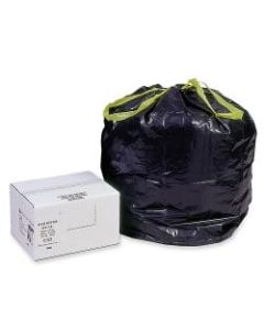 Webster Drawstring Trash Can Liners, 30 Gallons, Black, Box Of 200