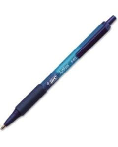 BIC SoftFeel Retractable Ball Pens - Medium Pen Point - 1 mm Pen Point Size - Retractable - Blue - Blue Barrel - 36 / Box