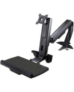 StarTech.com Sit Stand Monitor Arm - Desk Mount Sit-Stand Workstation up to 34 inch VESA Display - Standing Desk Converter - Keyboard Tray - Desk mount sit-stand monitor arm supports single VESA display up to 34in 17.6lb
