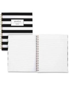 Cambridge Hardcover Wirebound Notebook - 160 Pages - Twin Wirebound - Both Side Ruling Surface - Ruled - 11in x 8 7/8in - Black & White Cover Stripe - Hard Cover, Dual Sided - 1Each
