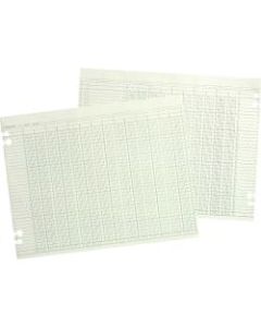 Wilson Jones Columnar Ruled Sheets, 11in x 17in, 36 Lines, 12 Columns, 100/Pack - 24 lb - Ledger - 17in x 11in Sheet Size - 2 x Holes - Green Sheet(s) - Brown, Green Print Color - Paper - 100 / Pack