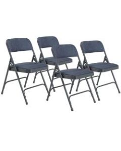 National Public Seating 2200 2-Hinge Folding Chairs, Blue/Char-Blue, Set Of 4 Chairs