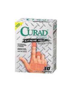 CURAD Extreme Hold Bandages, Assorted Sizes, Box Of 30