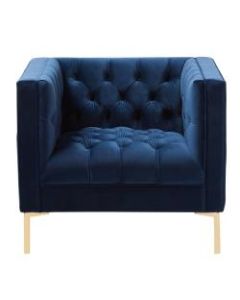Baxton Studio Lola Velvet Lounge Chair, Navy/Gold