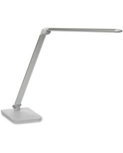 Safco Vamp LED Flexible Light - 16.8in Height - 5in Width - LED Bulb - Dimmable, Flexible Neck, USB Charging, Adjustable Brightness - 550 Lumens - ABS Plastic, Aluminum - Desk Mountable - Silver