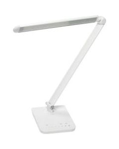 Safco Vamp LED Flexible Light - 16.8in Height - 5in Width - LED Bulb - Dimmable, Flexible Neck, USB Charging, Adjustable Brightness - 550 Lumens - ABS Plastic, Aluminum - Desk Mountable - White