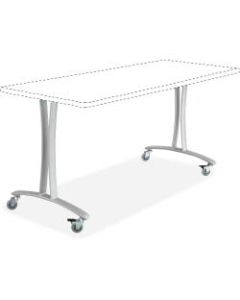 Safco Rumba Training Table T-leg Base with Casters - Metallic Gray T-shaped Base - 2 Legs - 25.25in Height x 5.25in Width