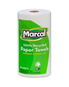 Marcal Premium Mega Roll 2-Ply Paper Towels, 100% Recycled, 210 Sheets Per Roll, Pack Of 12 Rolls