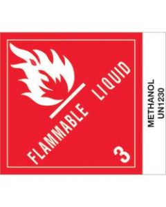 Tape Logic Preprinted Shipping Labels, DL517P1, Methanol, Square, 4in x 4 3/4in, Red/White/Black, Roll Of 500