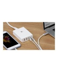 IOGEAR USB-C 72W 4-port Charger - 1 Pack - 120 V AC, 230 V AC Input - 5 V DC/3 A, 9 V DC, 12 V DC, 15 V DC, 20 V DC Output