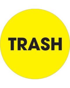 Tape Logic Preprinted Special Handling Labels, DL1275, Trash, Round, 2in, Fluorescent Yellow, Roll Of 500