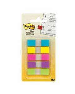Post-it Notes Flags, 1/2in x 1-7/10in, Assorted Bright Colors, 20 Flags Per Pad, Pack Of 5 Pads