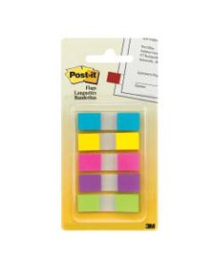 Post-it Notes Flags, 1/2in x 1-7/10in, Assorted Bright Colors, 20 Flags Per Pad, Pack Of 5 Pads