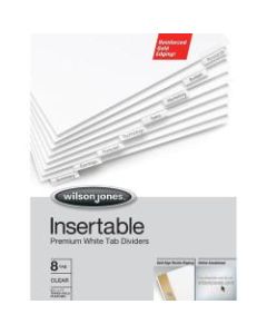Wilson Jones Insertable Dividers - Gold Line, 8-Tab Set, Clear Tabs on White Paper - 5 Tab(s) - 5 Tab(s)/Set - Letter - White Paper Divider - Clear Tab(s) - 8 / Set