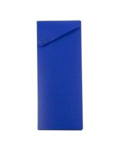 JAM Paper Plastic Slide Pencil Case, 7 3/4inH x 2 3/4inW x 1 1/8inD, Blue