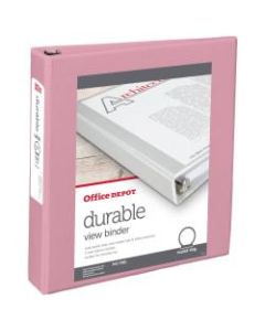 Office Depot Brand Durable View Round-Ring Binders, 1-1/2in Round Rings, 49% Recycled, Pink