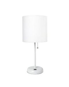 LimeLights Stick Lamp With USB Port, 19-12inH, White Shade/White Base