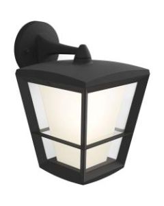 Philips Econic Outdoor Wall Light, 12-3/8inH x 9-6/10inW, Tempered Glass/Black And White