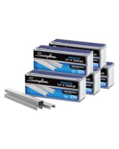 Swingline S.F. 4 Premium Staples, 1/4in Full Strip, Silver, 5,000 Per Pack, Case Of 5 Packs