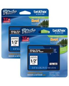 Brother P-touch TZe Laminated Tape Cartridges, 15/32inW x 26 1/5L , Rectangle, Black, 2 Per Bundle
