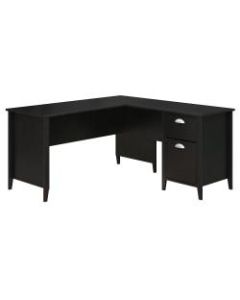 kathy ireland Home by Bush Furniture Connecticut 60inW L Shaped Desk, Black Suede Oak, Standard Delivery