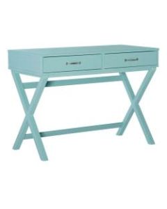 Linon Frances 42inW Desk With 2 Drawers, Turquoise