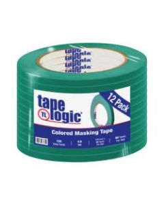 Tape Logic Color Masking Tape, 3in Core, 0.25in x 180ft, Dark Green, Case Of 12