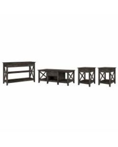 Bush Furniture Key West Coffee Table With Console Table And Set Of 2 End Tables, Dark Gray Hickory, Standard Delivery