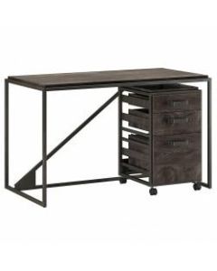 Bush Furniture Refinery 50inW Industrial Desk With 3-Drawer Mobile File Cabinet, Dark Gray Hickory, Standard Delivery