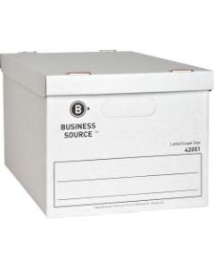 Business Source Economy Storage Box with Lid - External Dimensions: 12in Width x 15in Depth x 10inHeight - 350 lb - Media Size Supported: Legal, Letter - Light Duty - Stackable - White - For File - Recycled - 12 / Carton