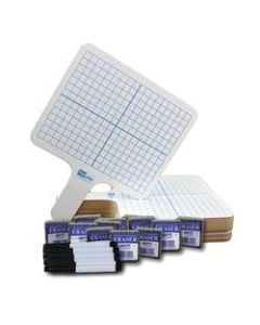 Flipside Two Sided Rectangular Dry-Erase Graphing Paddles With Pens And Erasers, Pack Of 12