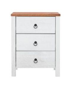 Powell Home Fashions Bennet Chest, 3 Drawers, White/Rustic Oak