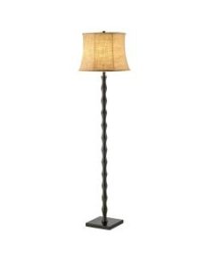 Adesso Stratton Floor Lamp, 62inH, Brown Shade/Black Base
